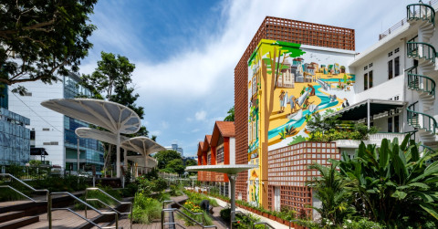 At Temasek Shophouse, century-old buildings save energy, bees find shelter, and pavements cool